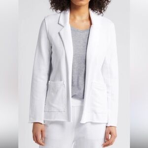 EILEEN FISHER Open-front Cotton Ponte Blazer In Ivory Size SP